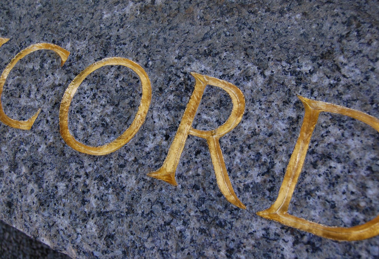 Hand carved lettering in stone, Swampscott, MA