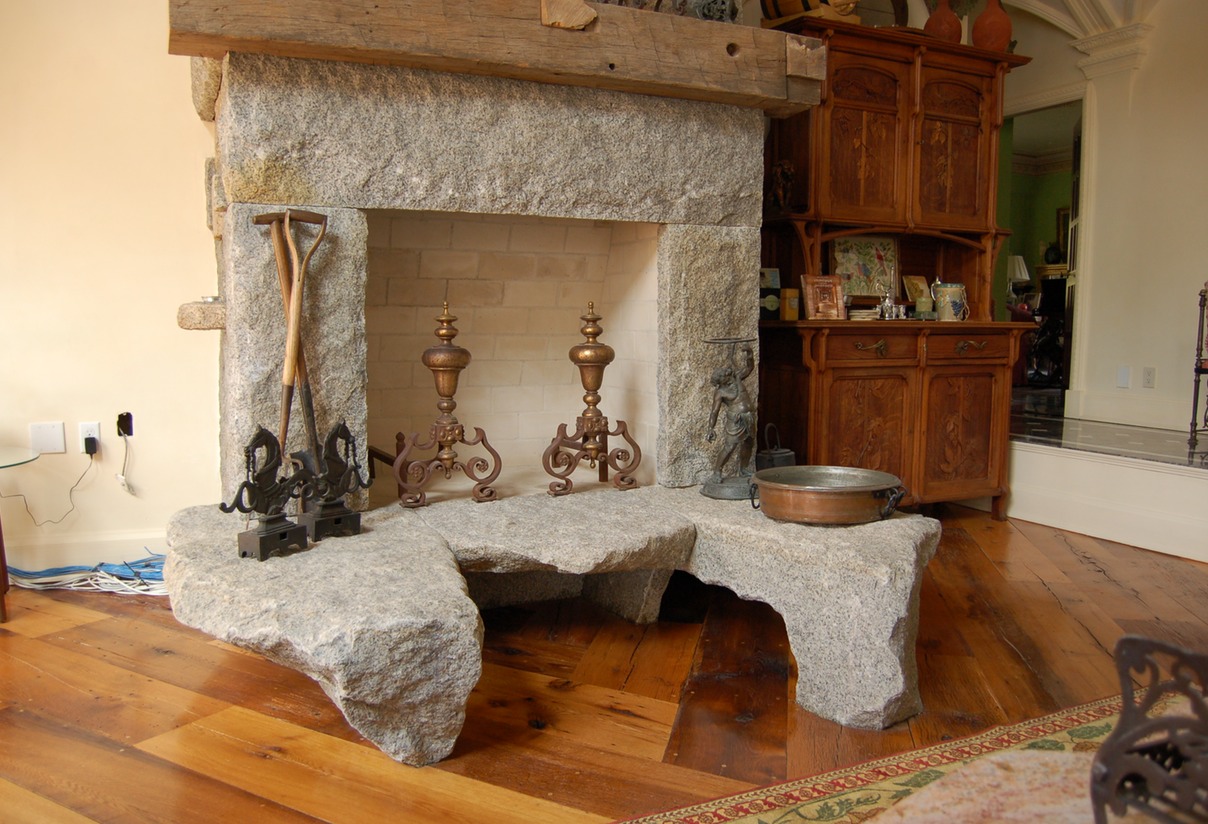 Cape Ann granite fireplace in Westwood, MA