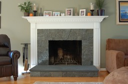 Granite veneer fireplace in Beverly,MA.